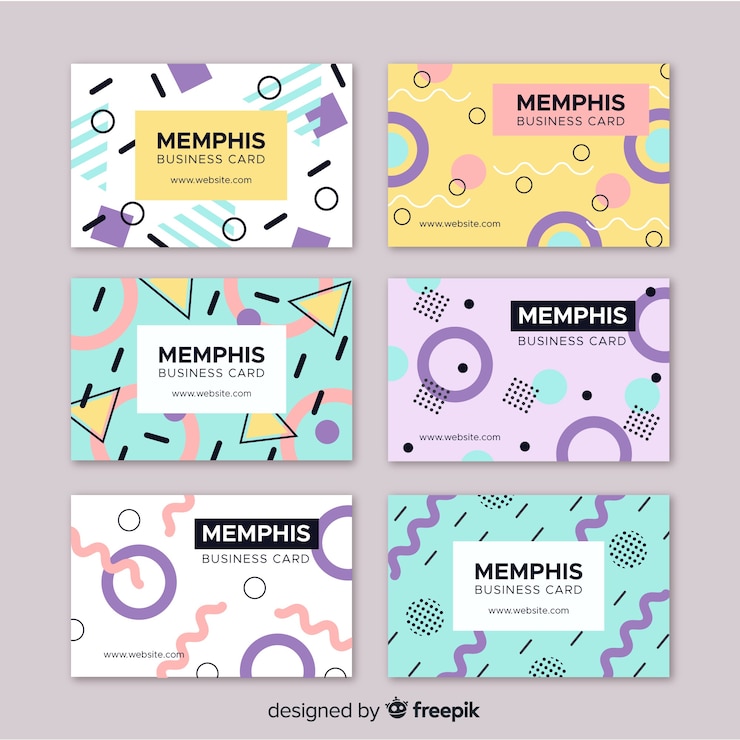 Vettore gratuito modello di biglietto da visita in stile memphis