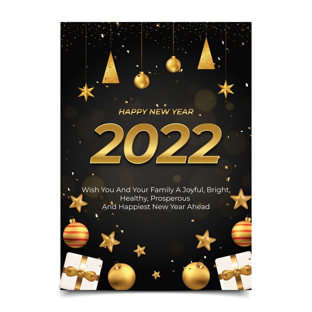 Modello di biglietto di auguri di Capodanno realistico