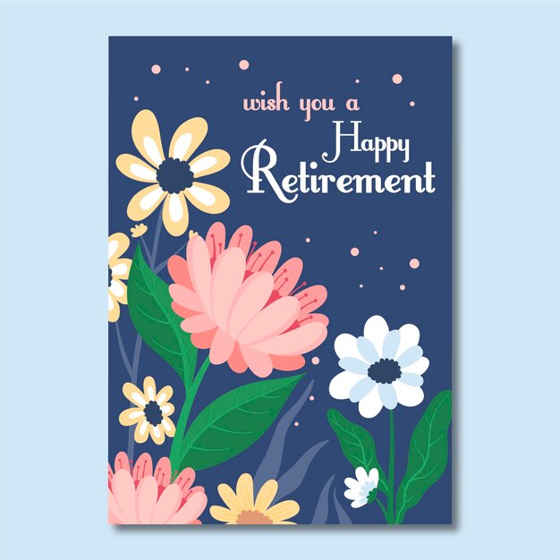 Modello di biglietto di auguri di pensionamento piatto illustrato