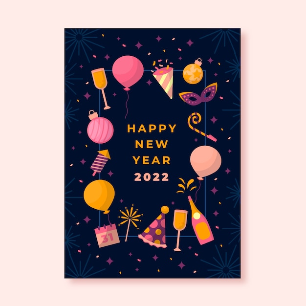 Modello di biglietto di auguri per il nuovo anno