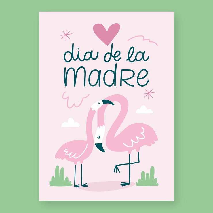 Vettore gratuito modello di biglietto di auguri per la festa della mamma disegnato a mano in spagnolo