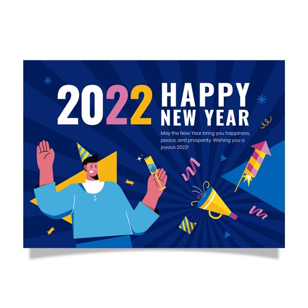 Modello di biglietto di auguri piatto per il nuovo anno