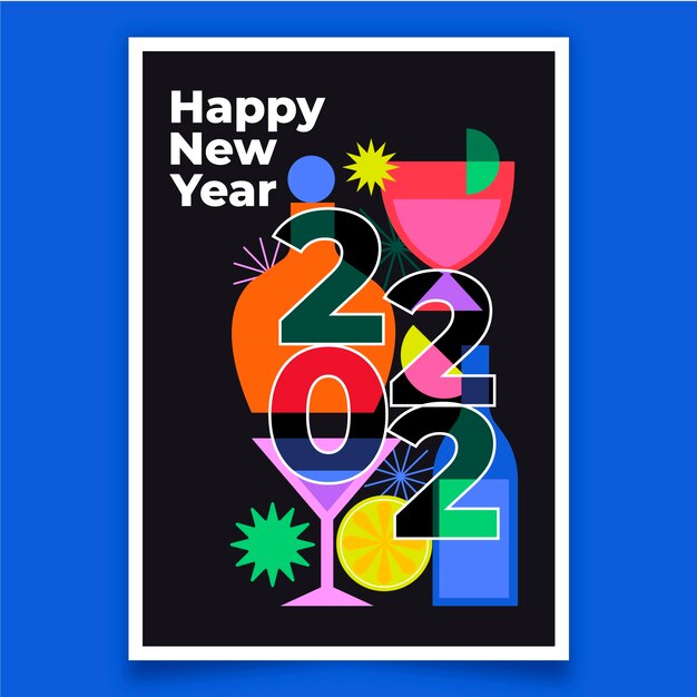 Modello di biglietto di auguri piatto per il nuovo anno