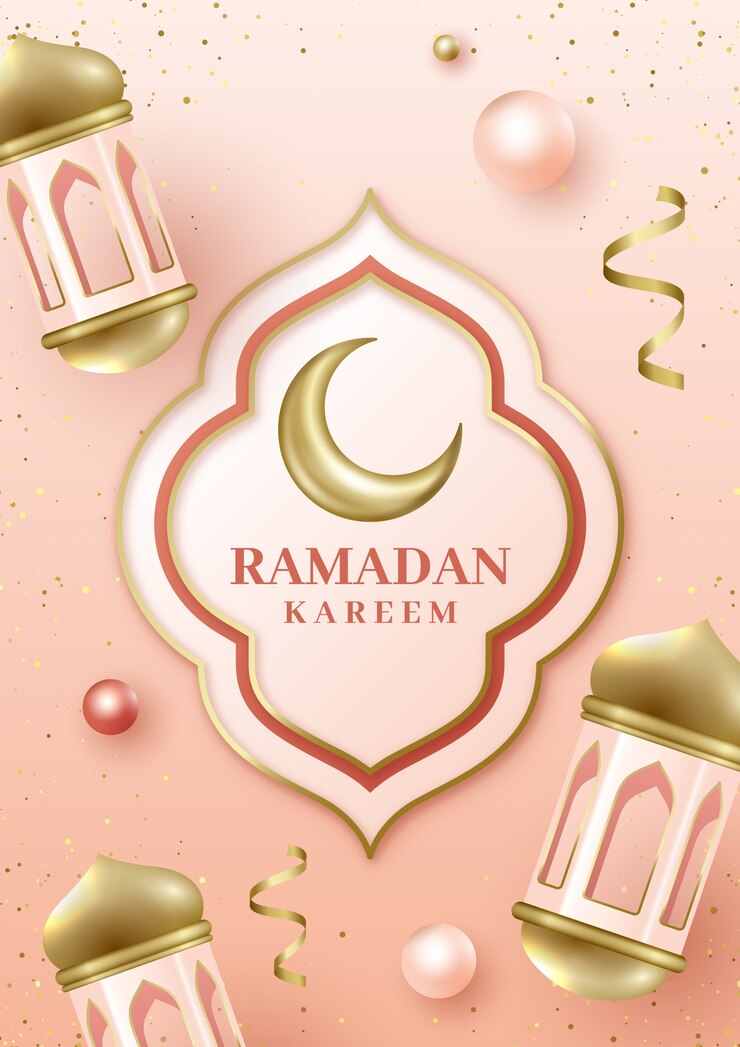 Vettore gratuito modello di biglietto di auguri realistico per il ramadan