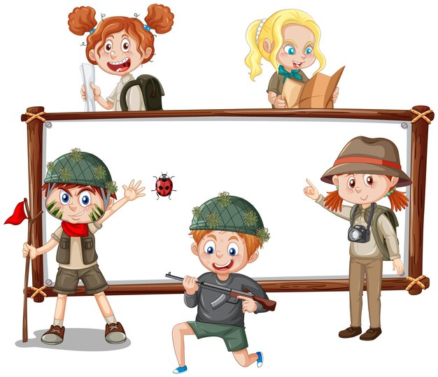 Modello di bordo con bambini felici