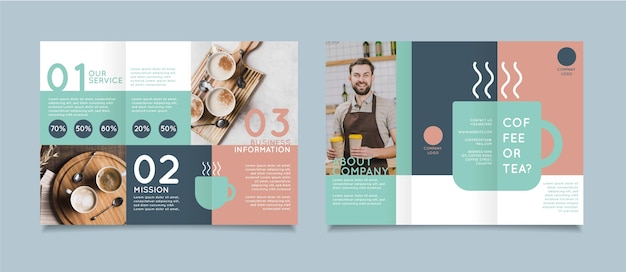 Modello di brochure a tre ante minimo con foto