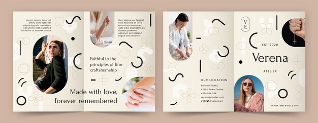 Modello di brochure atelier minimal design piatto