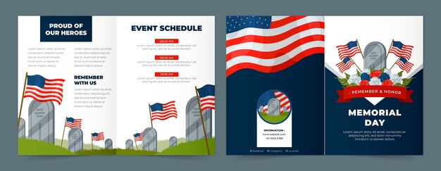 Modello di brochure bifold per la celebrazione del giorno della memoria degli stati uniti