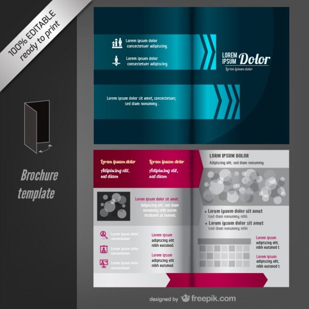 Vettore gratuito modello di brochure blu