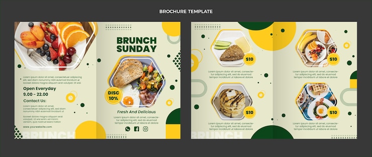 Vettore gratuito modello di brochure cibo piatto