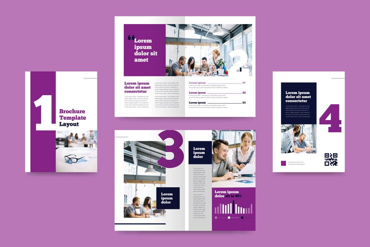 Vettore gratuito modello di brochure creativo bifold con foto