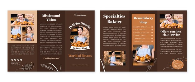Modello di brochure da forno disegnato a mano