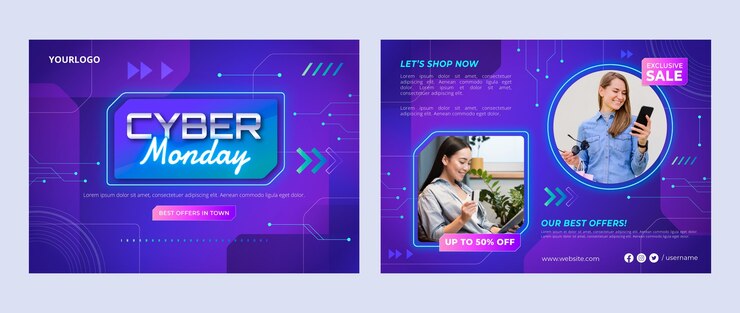 Vettore gratuito modello di brochure del cyber lunedì