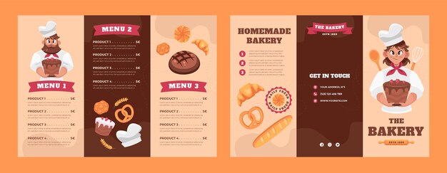 Modello di brochure del negozio di panetteria disegnato a mano