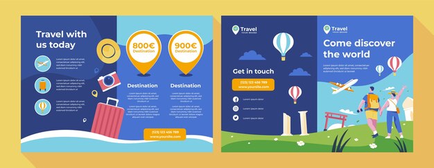 Modello di brochure del tempo di viaggio piatto