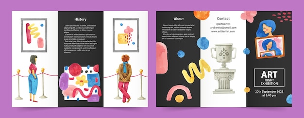 Modello di brochure dell'evento della mostra d'arte dell'acquerello