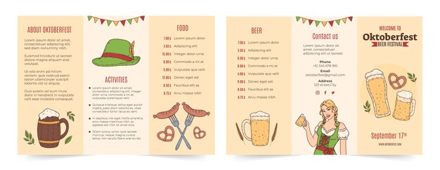 Modello di brochure dell'oktoberfest disegnato a mano