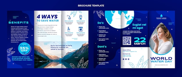 Modello di brochure della giornata mondiale dell'acqua gradiente