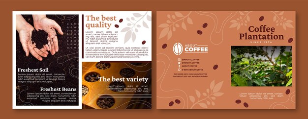 Modello di brochure della piantagione di caffè design piatto