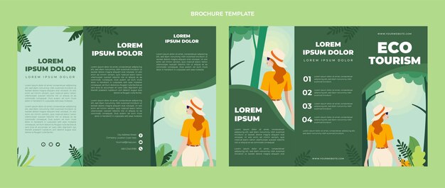 Modello di brochure di ecoturismo design piatto