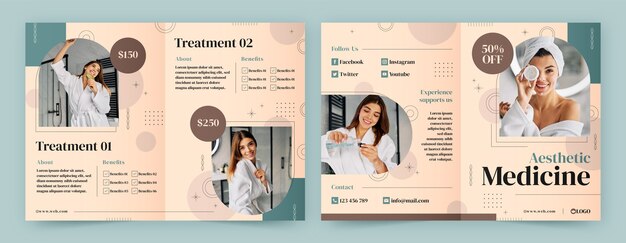 Modello di brochure di medicina estetica e trattamento