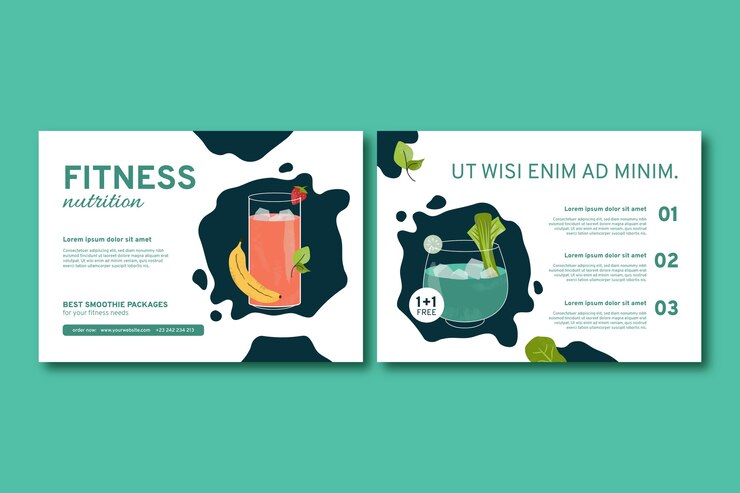 Vettore gratuito modello di brochure di nutrizione fitness