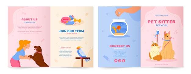 Modello di brochure per animali domestici disegnato a mano