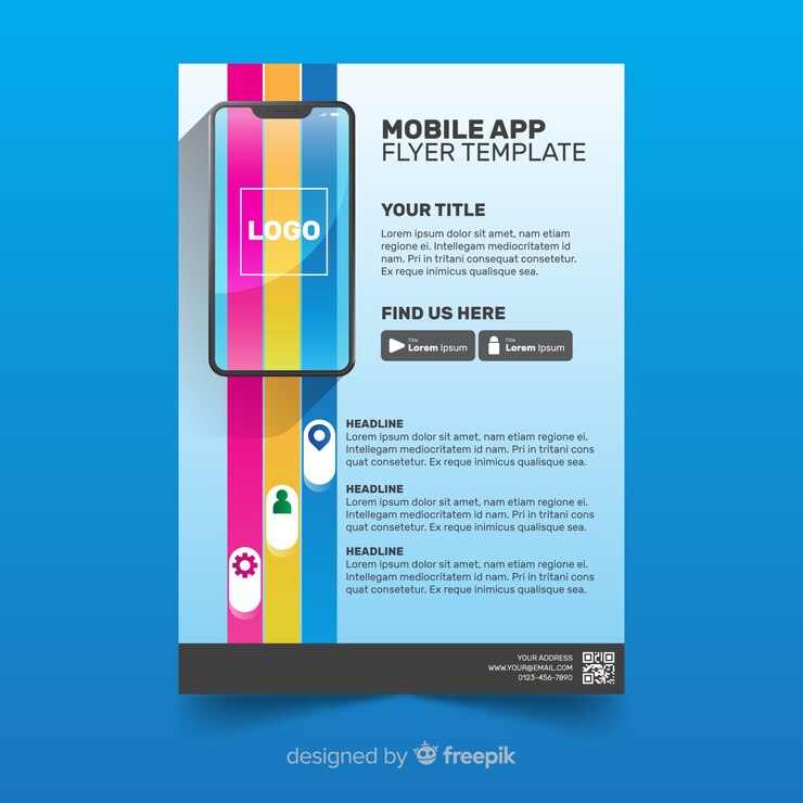 Vettore gratuito modello di brochure per app mobile