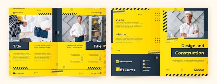 Vettore gratuito modello di brochure per il dominio di costruzione