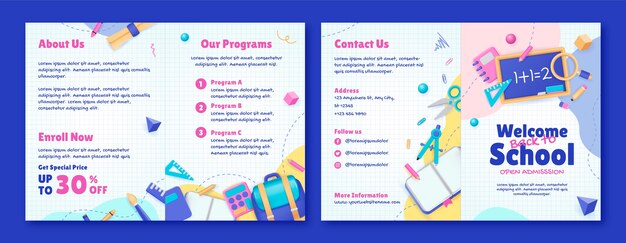 Modello di brochure per il ritorno a scuola