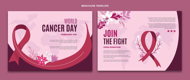 Modello di brochure per la giornata mondiale del cancro piatta