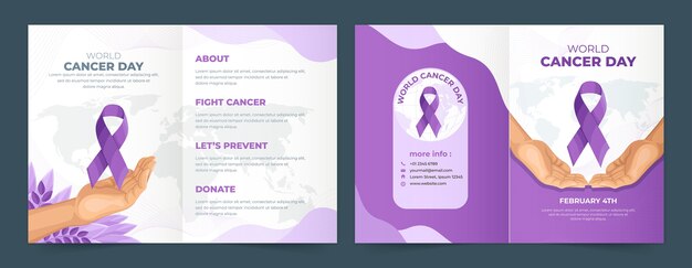 Modello di brochure per la giornata mondiale del cancro piatta