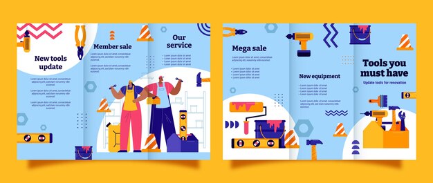 Modello di brochure per servizi di officina riparazioni auto piatte