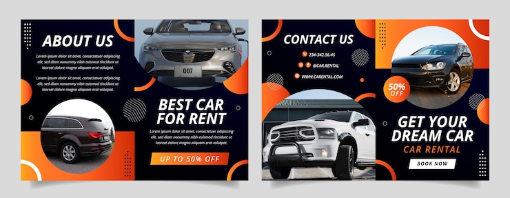 Vettore gratuito modello di brochure per società di autonoleggio