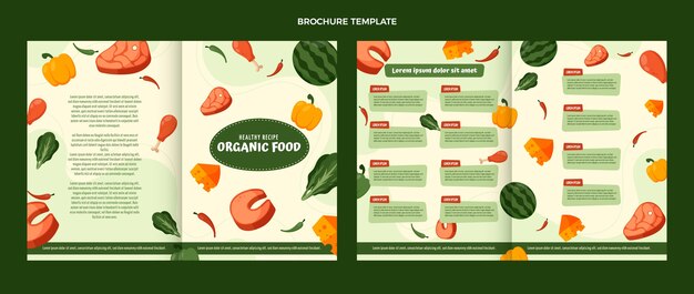 Modello di brochure piatto cibo sano