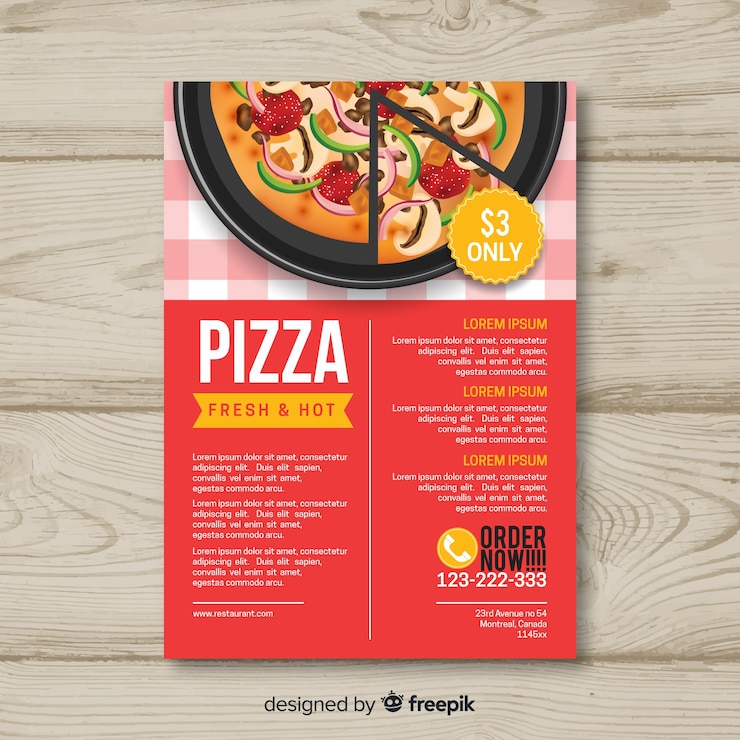Vettore gratuito modello di brochure pizza