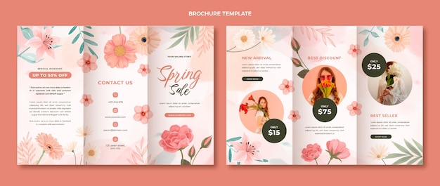 Modello di brochure primavera acquerello