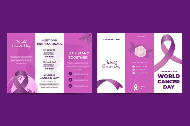 Modello di brochure realistico per la giornata mondiale del cancro