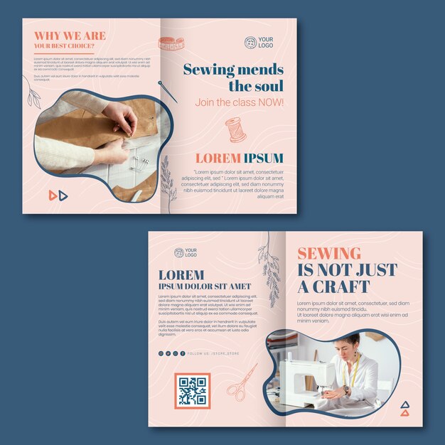 Modello di brochure sarta disegnato a mano