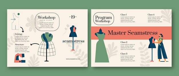 Modello di brochure sarta disegnato a mano