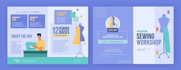 Modello di brochure sarta disegnato a mano