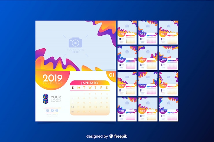 Vettore gratuito modello di calendario 2019