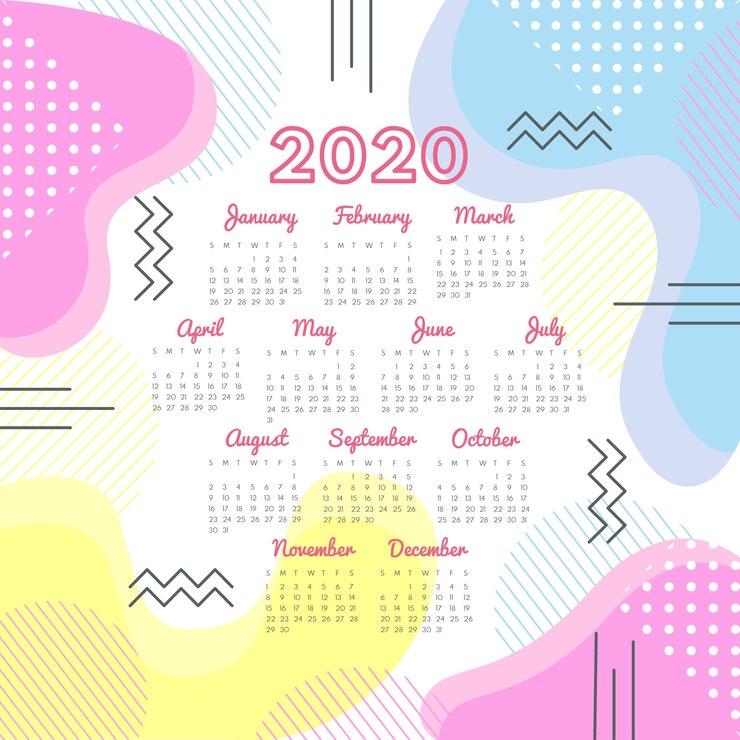 Vettore gratuito modello di calendario 2020 astratto