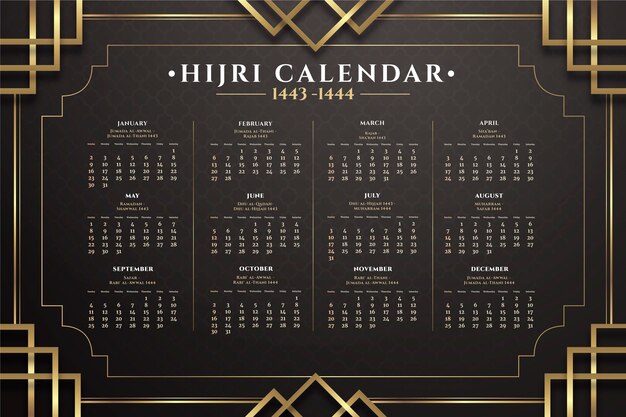 Modello di calendario islamico realistico