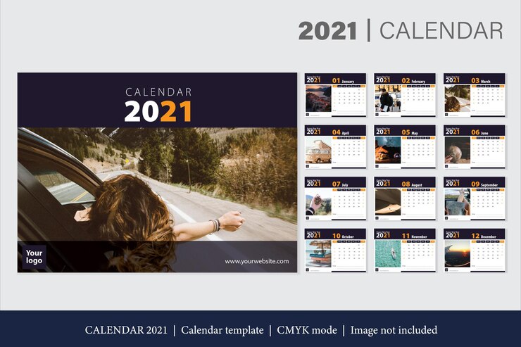 Vettore gratuito modello di calendario moderno 2021