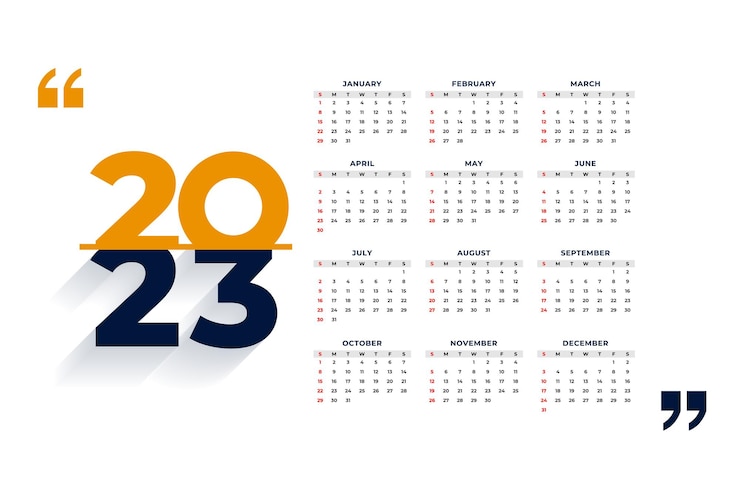 Vettore gratuito modello di calendario per ufficio 2023 per cancelleria aziendale