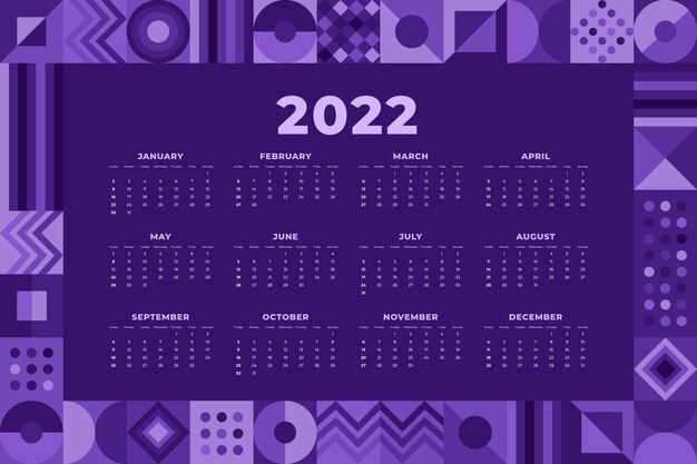 Modello di calendario piatto 2022