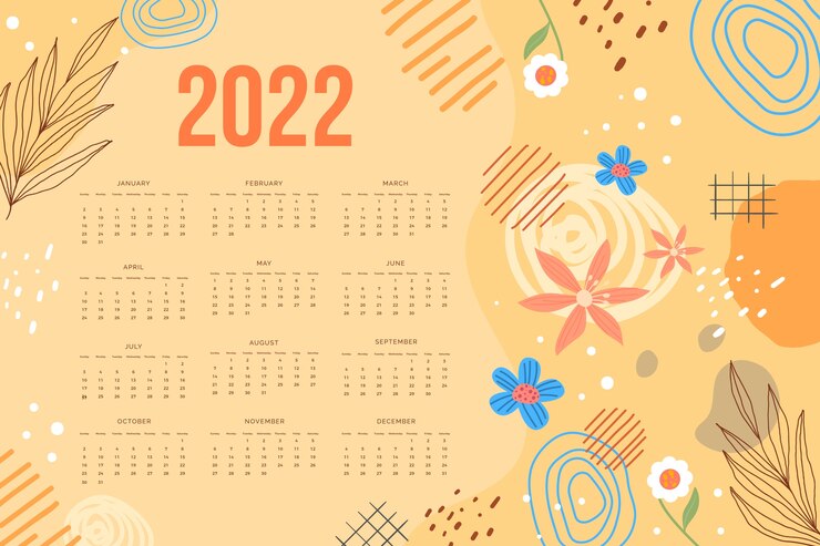 Vettore gratuito modello di calendario piatto 2022