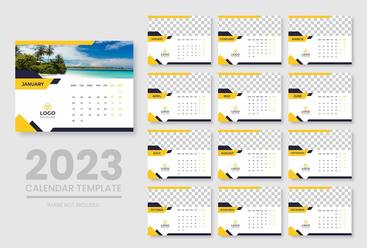 Vettore gratuito modello di calendario pulito per il nuovo anno 2023