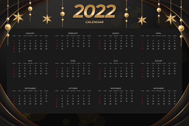 Modello di calendario realistico 2022